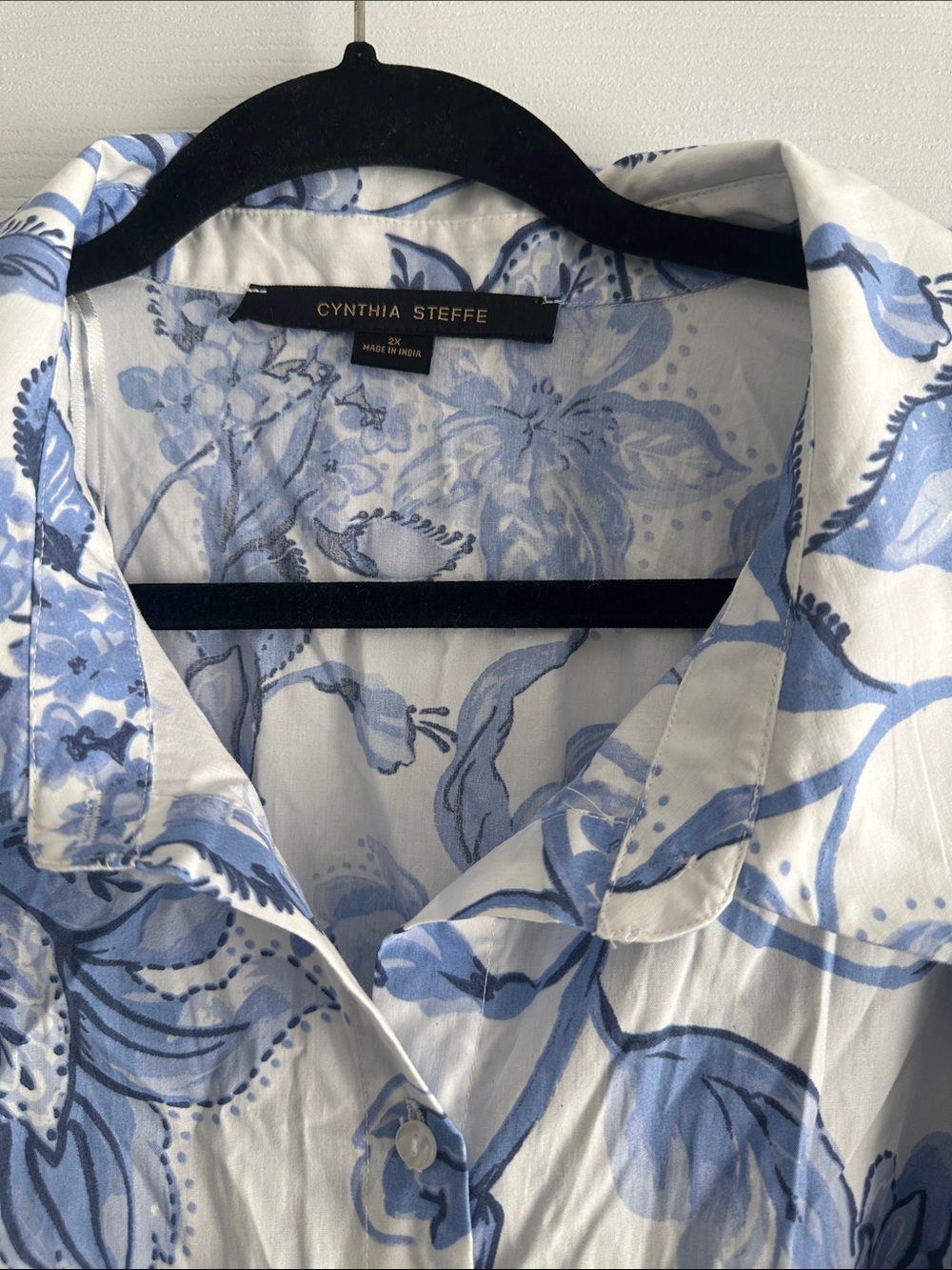 Cynthia Steffe White Dress with Blue Floral Print - Picture 2 of 4